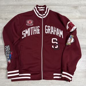 Smith & Graham Jacket Men’s XL Baseball Varsity Full Zip Burgundy #75 Patches